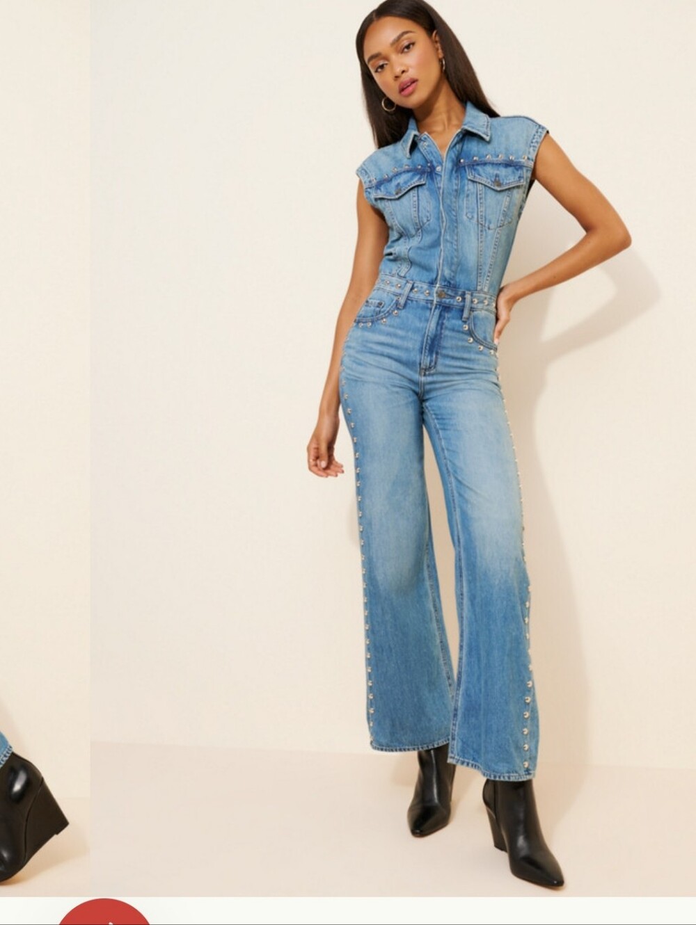 pistola Light Blue High-Rise Wide-Leg Jeans with Side Buttons